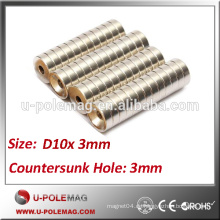 D10x3mm N52 Ringmagnet mit Senkkopf